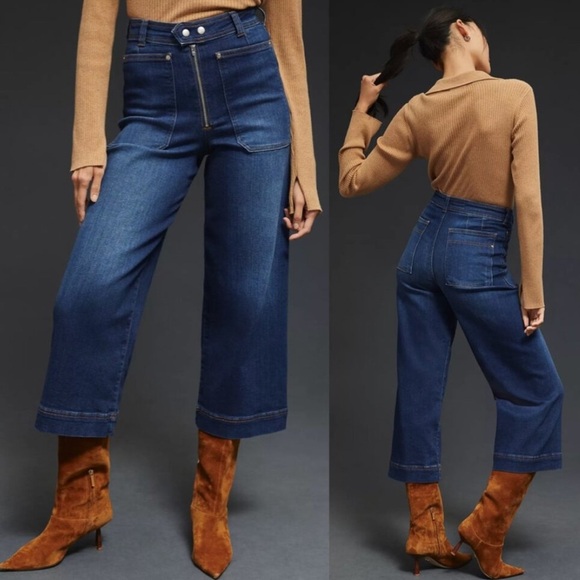 Anthropologie Pilcro Skipper Colette Wide Leg Crop Jeans High Rise Size 28 NWT - Picture 4 of 12